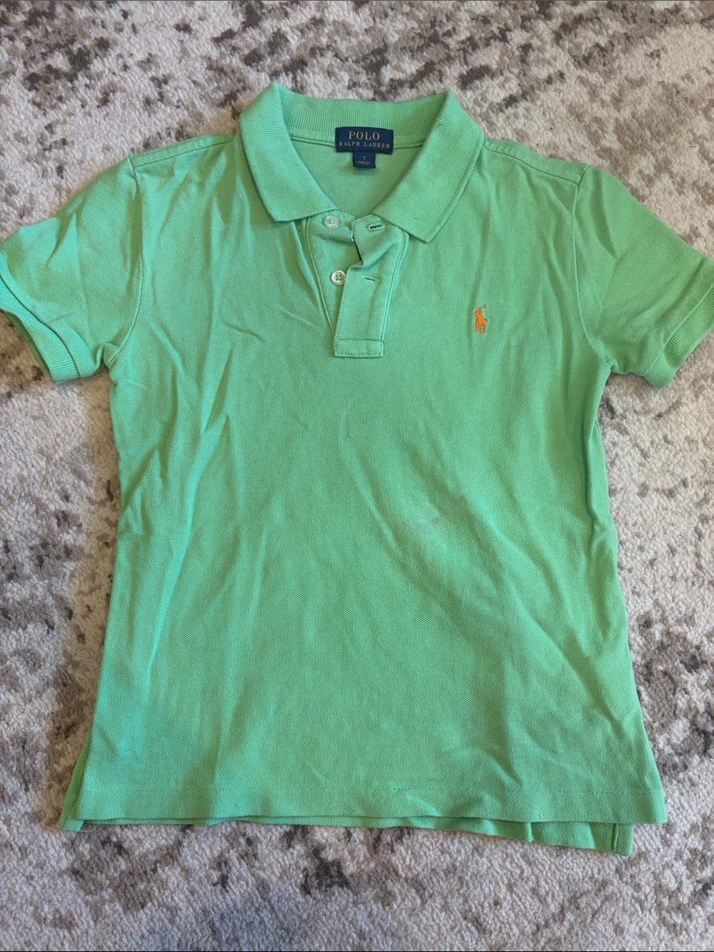 Boys Polo by Ralph LaurenSeafoam Green Polo Shirt with Orange Pony
